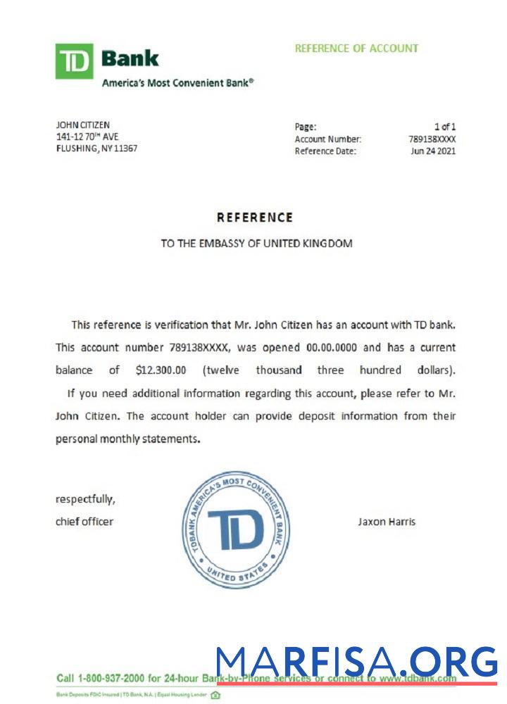 Printable USA TD reference sample